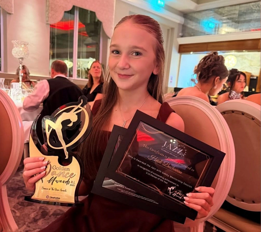 Congratulations to Year 9 dancer Heidi who won the 13&Under category at the Golden Dance Awards NI gala evening at the Culloden Hotel.