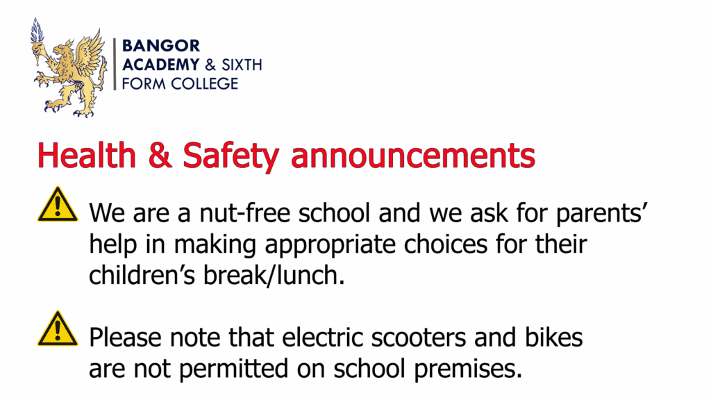 Health and Safety announcement