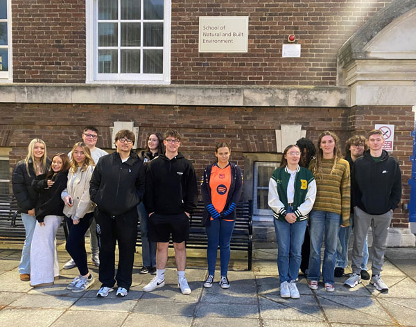 Year 14 Geographers get their first taste of a QUB lecture.